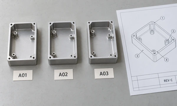 Conceptual part samples with individual sample identifiers beside a numbered drawing